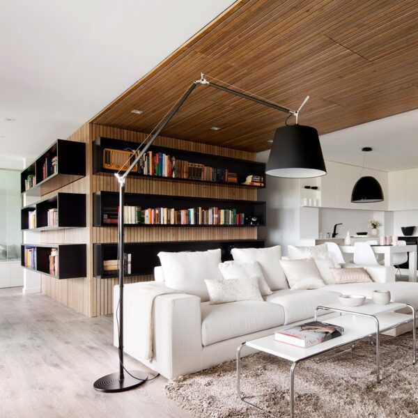 TOLOMEO MEGA LED φωτιστικό δαπέδου - μαύρος μεταξωτός διαχύτης