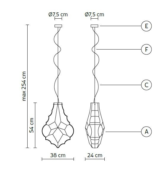 24 KARATI LARGE κρεμαστό φωτιστικό