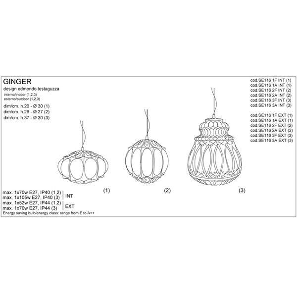 GINGER κρεμαστό φωτιστικό