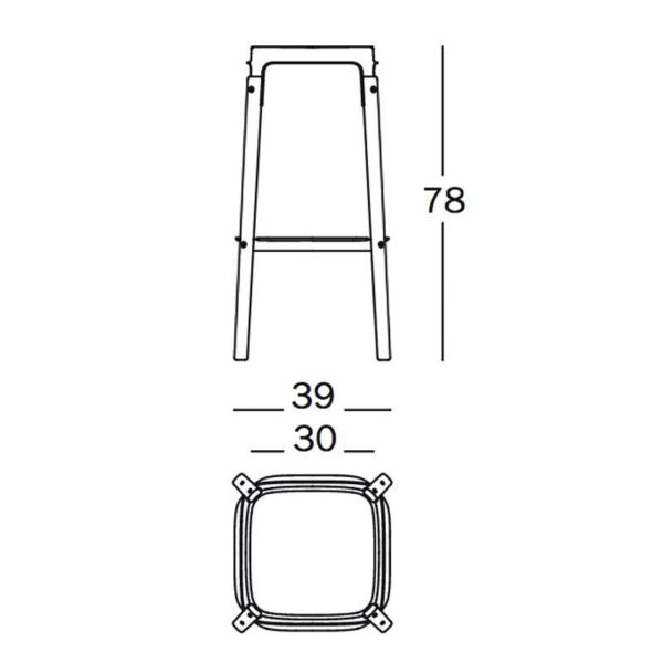 STEELWOOD HIGH σκαμπό