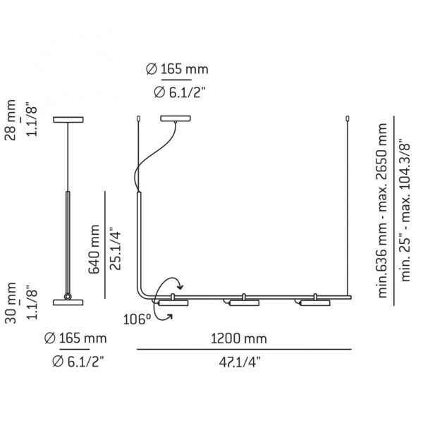 ARO TRIPLE κρεμαστό φωτιστικό