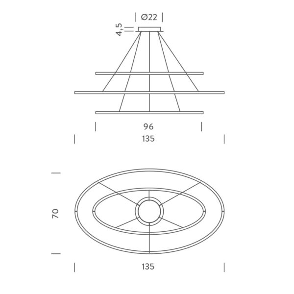 ELLISSE TRIPLE κρεμαστό φωτιστικό