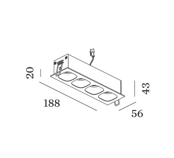 PIRRO 4.0 ορθογώνιο χωνευτό spot οροφής