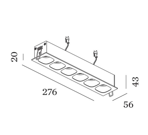 PIRRO 6.0 ορθογώνιο χωνευτό spot οροφής