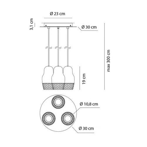 FEDORA 3 κρεμαστό φωτιστικό
