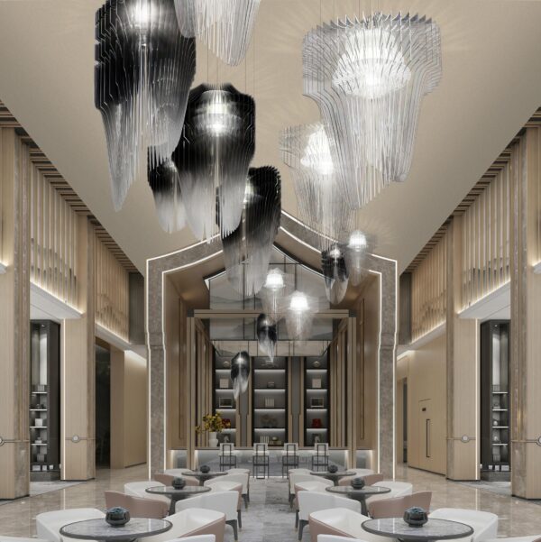 3d render. Modern meeting room interior. ARIA XL BLACK κρεμαστό φωτιστικό