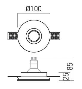 GSS01 XGESS MINI GU10 στρογγυλό χωνευτό γύψινο spot