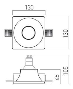 GSS04 XGESS MINI GU10 DARKLIGHT τετράγωνο χωνευτό γύψινο spot