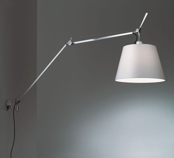 TOLOMEO MEGA φωτιστικό τοίχου με διαχύτη από γκρι ύφασμα με dimmer
