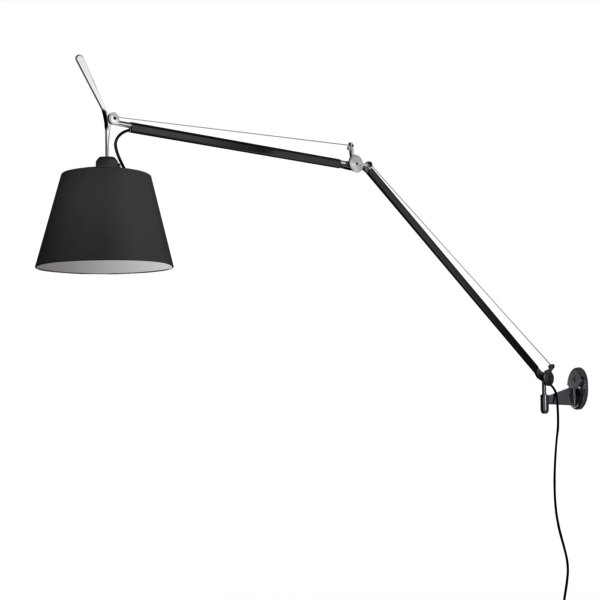 TOLOMEO MEGA φωτιστικό τοίχου με διαχύτη από μαύρο ύφασμα με dimmer
