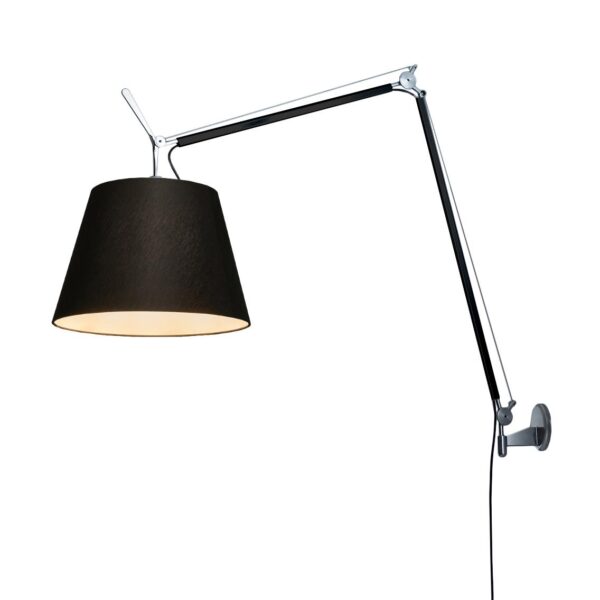 TOLOMEO MEGA φωτιστικό τοίχου με διαχύτη από μαύρο ύφασμα με dimmer