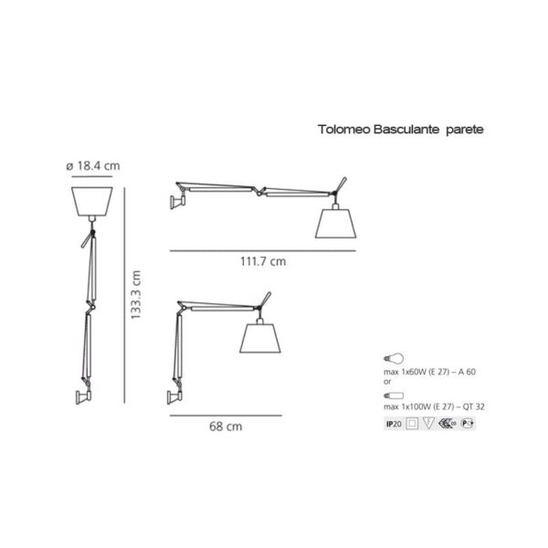 TOLOMEO BASCULANTE LONG φωτιστικό τοίχου