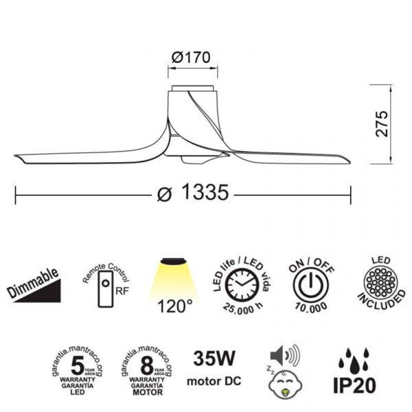 USHUAIA ανεμιστήρας με φως