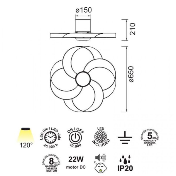 ROSE ανεμιστήρας με φως