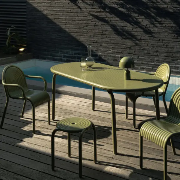 Groove-Large-Obround-Outdoor-Table-Moss-Weather-Resistant-Aluminium-ambiance GROOVE ΤΡΑΠΕΖΙ